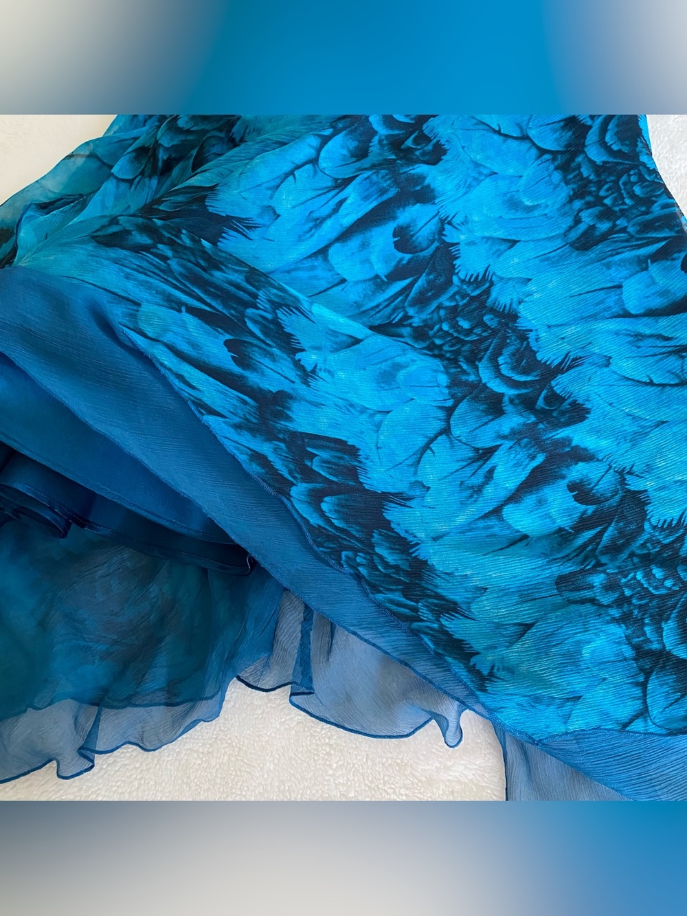 Vintage Laundry by Shelli Segal 100% Silk Blue & Black Watercolor Halter Dress 4 - Picture 10 of 14